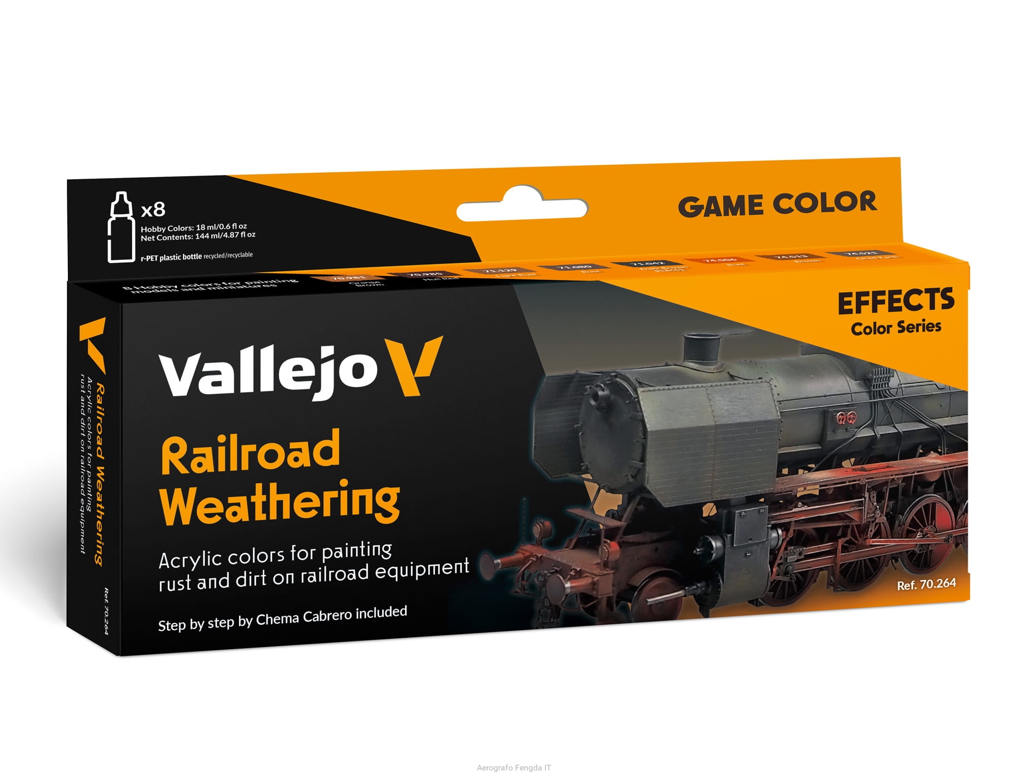 Set Di Colori Vallejo Model Color 70264 – Railroad Weathering By Chema Cabrero, 8x18ml, Per Modellismo Ferroviario