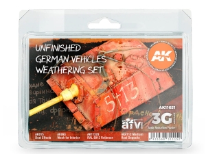 AK Acrylics 3Gen AVF SET AK11651 UNFINISHED GERMAN VEHICLES WEATHERING 3G (3x35ml,1x17ml)