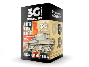 AK Acrylics 3Gen AVF SET AK11677 BRITISH ARMY COLORS TUNISIA, SICILY & ITALY 1943-45 (3x17ml)