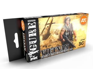 AK Acrylics 3Gen AVF SET AK11682 VIETNAM GREEN AND CAMOUFLAGE COLORS 3G (6x17ml)