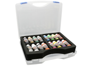 Createx Colors Case Opaque, Pearl, Fluorescent & Iridescent (15x60ml Paint, 1x60ml Airbrush Cleaner)
