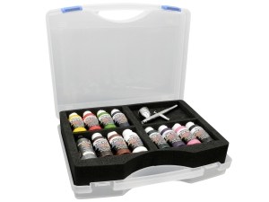 Createx Colors Case Transparent & Opaque (11x60ml Paint, 1x60ml Cleaner, 1x Iwata Revolution HP-CR)