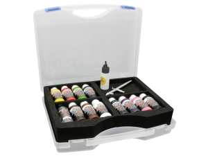 Createx Colors Case Transparent & Opaque (11x60ml Paint, 1x60ml Cleaner, 1x Iwata Neo BCN Airbrush)