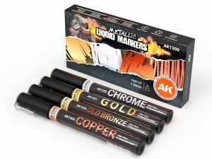 AK Interactive AK1300 METALLIC Liquid Marker SET (4pcs)