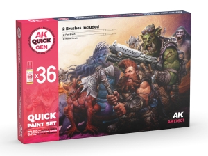 AK QUICK GEN SET AK17601 QUICK PAINT SET 36 COLORS (36x18ml + 2x brushes)