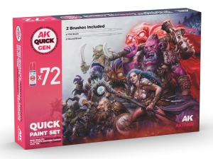 AK QUICK GEN SET AK17602 QUICK PAINT SET 72 COLORS (72x18ml + 2x medium + 2x brushes)