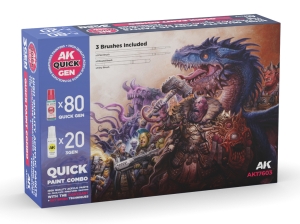 AK QUICK GEN SET AK17603 QUICK PAINT COMBO SET 100 COLORS (80x QUICK GEN + 20x 3GEN + 3x BRUSHES)