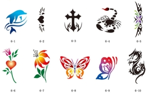 Glitter tattoo stencils SET Fengda S06