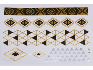 Gold Silver Black | Jewelry Flash Tattoo stickers W-123, 21x15cm