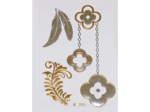 Gold Silver | Jewelry Flash Tattoo stickers W-205, 8x10cm