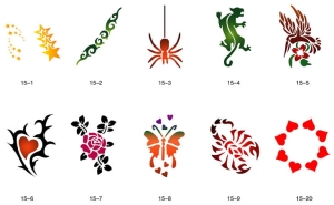 Glitter tattoo stencils SET Fengda S15