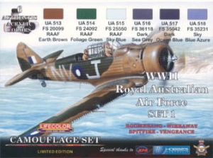 Kit aerografo di colori camouflage LifeColor XS01 WII Royal Australian Air Force SET1