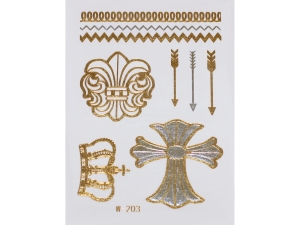 Gold Silver | Jewelry Flash Tattoo stickers W-203, 8x10cm