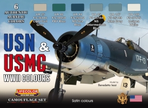 Kit aerografo di colori camouflage LifeColor CS46 USN & USMC WWII Colours