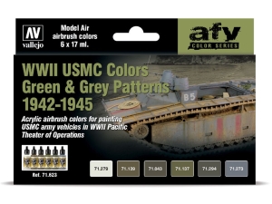 Vallejo Model Air AFV Set 71623 WWII USMC Colors Green & Grey Patterns 1942-1945 (6)