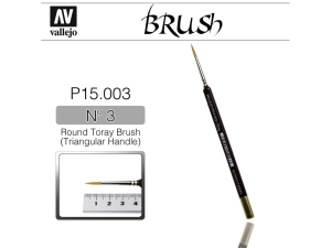Vallejo Brush Synthetic P15003 Round Toray Brush Triangular Handle No.3