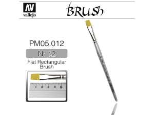 Vallejo Brush Synthetic PM05012 Flat Rectangular Brush No. 12 Toray