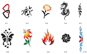 Glitter tattoo stencils SET Fengda S03