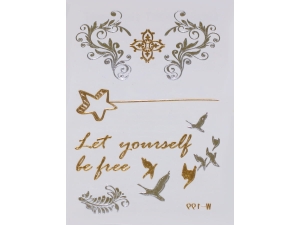 Gold Silver | Jewelry Flash Tattoo stickers W-199, 8x10cm