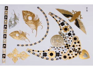 Gold Silver Black | Jewelry Flash Tattoo stickers W-116, 21x15cm