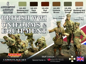 Kit aerografo di colori camouflage LifeColor CS45 British WWI Uniforms & Equipment