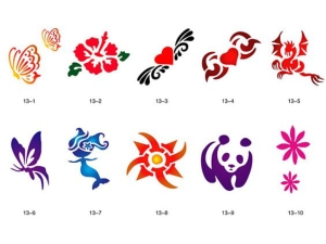 Glitter tattoo stencils SET Fengda S13