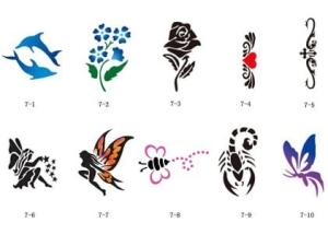 Glitter tattoo stencils SET Fengda S07