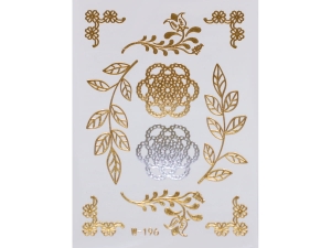 Gold Silver | Jewelry Flash Tattoo stickers W-196, 8x10cm