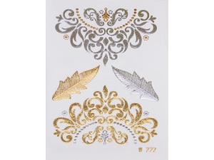 Gold Silver | Jewelry Flash Tattoo stickers W-222, 8x10cm