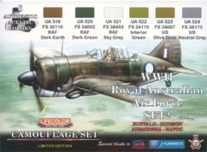 Kit aerografo di colori camouflage LifeColor XS02 WII Royal Australian Air Force SET2